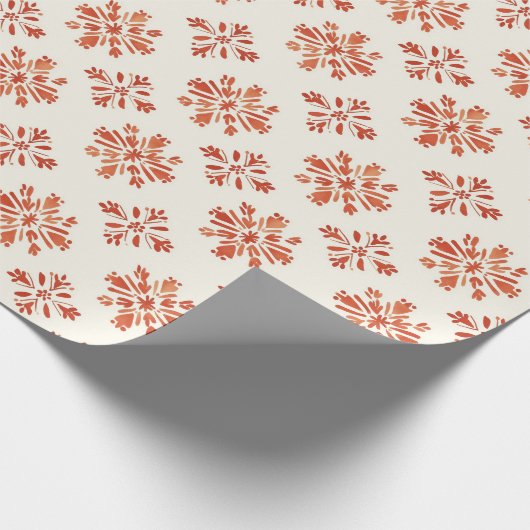 Terracotta Snowflake Patroon Vakantie Kerstmis Cadeaupapier (Hoek)