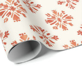 Terracotta Snowflake Patroon Vakantie Kerstmis Cadeaupapier (Rol Hoek)