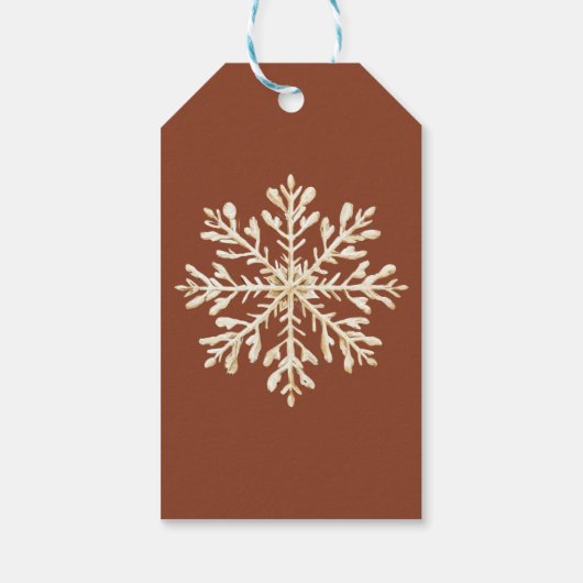Terracotta Snowflakes Poedel Cadeaulabel (Achterkant)