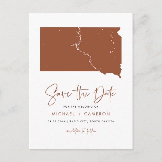 Terracotta South Dakota Kaart QR Code Opslaan van (Voorkant)