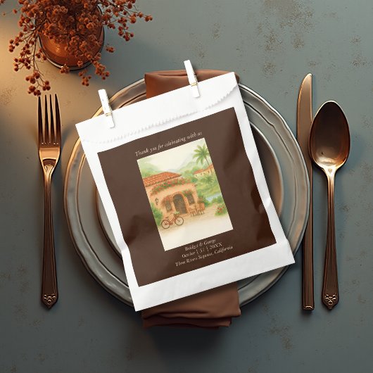 Terracotta Spaanse Hacienda bestemming bruiloft Bedankzakje