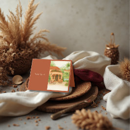 Terracotta Spaanse Hacienda Bestemming gastenkaart Bedankkaart