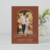 Terracotta sparen de Datum Stijlvolle Foto van het Folie Uitnodiging (Staand Voorkant)