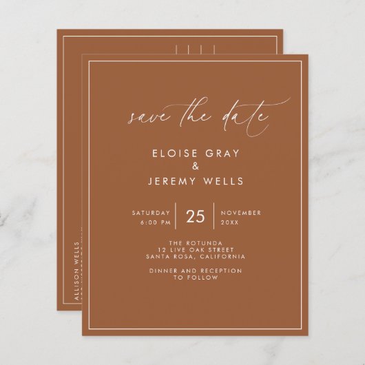 Terracotta sparen het Briefkaart van de Datum (Voorkant / Achterkant)