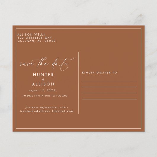 Terracotta sparen het Briefkaart van de Datum (Achterkant)