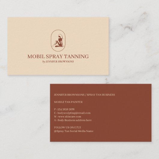 Terracotta Spray Tanning Beauty Body Skincare Visitekaartje (Voorkant / Achterkant)