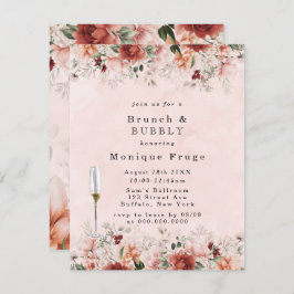 Terracotta Spring Herfst Floral Brunch & Bubble Kaart