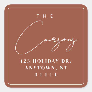 Terracotta Square Modern Retour Adres Label