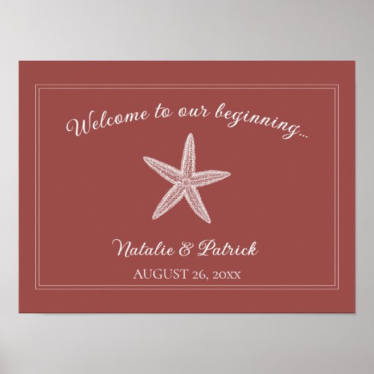 Terracotta Starfish bruiloft welkom Poster (Voorkant)