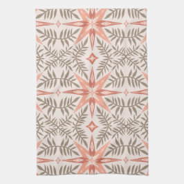 Terracotta Stars & Vines Boho Pattern Theedoek