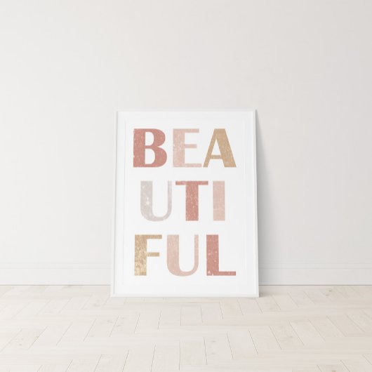 Terracotta & Stof Roze “Mooi” Typografisch Poster