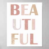 Terracotta & Stof Roze “Mooi” Typografisch Poster (Voorkant)