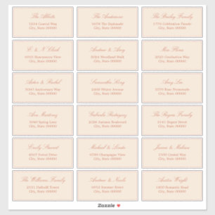 Terracotta Straw Beige 18 Adresetiketten voor gast Sticker