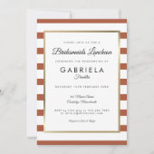 Terracotta Streep Gouden Bruidsmeisjes Lunch Kaart (Voorkant)