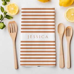 Terracotta strepen Patroonnaam Theedoek