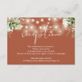 Terracotta String Lights Bloemen Bruiloft Receptie Informatiekaartje (Voorkant)