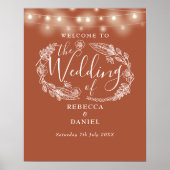 Terracotta String Lights Bruiloft Welkomstbord Poster (Voorkant)