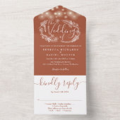 Terracotta String Lights Foliage Bruiloft All In One Uitnodiging (Binnen)