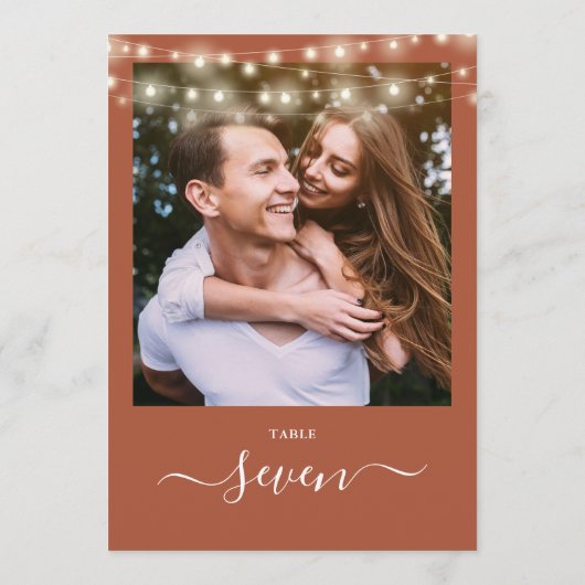 Terracotta String Lights Foto Tafelnummer (Achterkant)