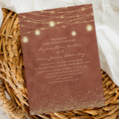 Terracotta String Lights Gold Glitter Wedding Kaart