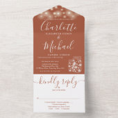 Terracotta String Lights Mason Jars Wedding All In One Uitnodiging (Binnen)