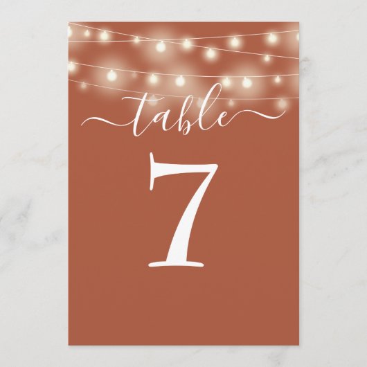 Terracotta String Lights Tafelnummer (Voorkant)