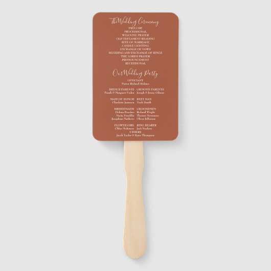 Terracotta String Lights Trouwprogramma Handwaaier (Achterkant)