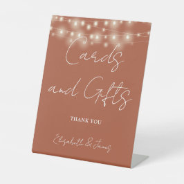 Terracotta String verlicht Kaarten en geschenken Reclamebord Met Voetstuk