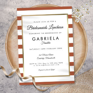 Terracotta Stripe Gold Bridesmaids Luncheon Kaart