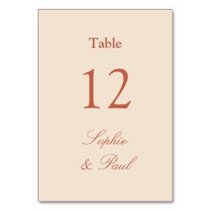 Terracotta Strw beige Wedding Table Number Kaart