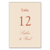 Terracotta Strw beige Wedding Table Number Kaart (Achterkant)