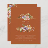 Terracotta Summer Floral Wedding Invite QR Code (Voorkant / Achterkant)