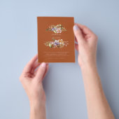 Terracotta Summer Floral Wedding Invite QR Code Flyer (Hand)