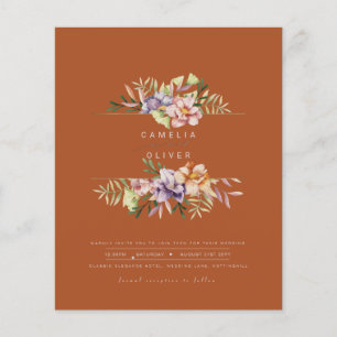 Terracotta Summer Floral Wedding Invite QR Code Flyer