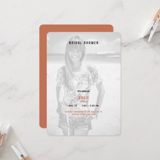 Terracotta Summer Photo Vrijgezellenfeest Kaart (Voorkant / Achterkant in situ)