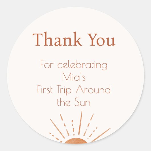 Terracotta Sun First Trip omheen Dank u Sticker (Voorkant)