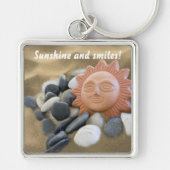 Terracotta Sun Ornament Rocks and Sand Beach Thema Sleutelhanger (Voorkant)