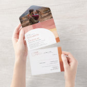 Terracotta Sunrise | Boho Bruiloft All In One Uitnodiging (Afscheurbaar)