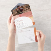 Terracotta Sunrise | Boho Wedding All In One Uitnodiging (Afscheurbaar)