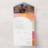 Terracotta Sunrise | Boho Wedding All In One Uitnodiging (Binnen)