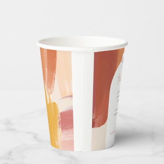 Terracotta Sunrise | Monogram bruiloft Papieren Bekers (Rechts)