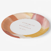 Terracotta Sunrise | Monogram bruiloft Papieren Bordje (Gekanteld)