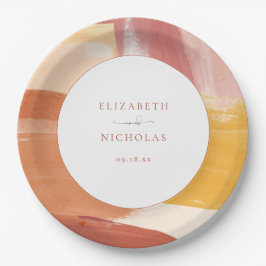 Terracotta Sunrise | Monogram bruiloft Papieren Bordje