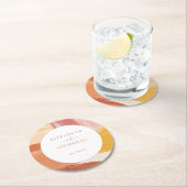 Terracotta Sunrise | Monogram bruiloft Ronde Kartonnen Onderzetter (Insitu)