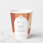 Terracotta Sunrise | Monogram Huwelijk Papieren Bekers (Voorkant)