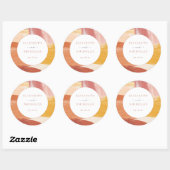 Terracotta Sunrise | Monogram Huwelijk Ronde Sticker (Vel)