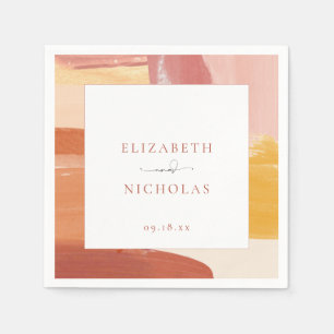 Terracotta Sunrise   Monogram Weddenschap Napkins Servet