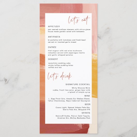 Terracotta Sunrise | Trouwmenu Menu (Voorkant)