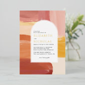 Terracotta Sunrise | Uitnodiging tot weduwschap va (Staand Voorkant)