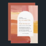 Terracotta Sunrise | Uitnodiging tot weduwschap va<br><div class="desc">Met prachtige abstracte penseelstreken en trendy boogvormende trouwdetails. Terracotta is een populaire kleur voor bruiloften. Gepareerd met schoppen van oranje en marigold maakt deze uitnodigingssuite zowel verfijnd als levendig. Voeg uw douanetekst aan dit ontwerp toe door de "Edit this design sjabloon"vakjes op de rechterkant van het punt te gebruiken of...</div>